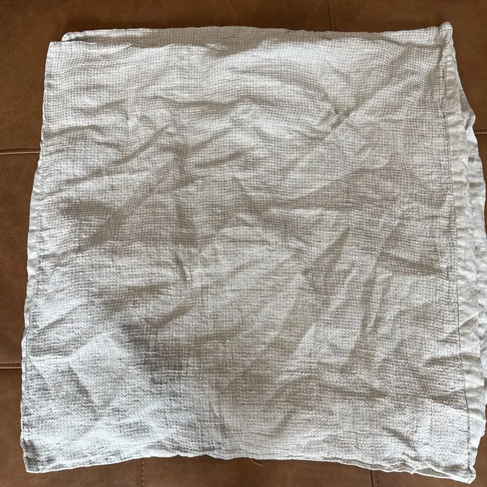 Lot Of 2 West Elm European Flax Linen Mini Waffle Sham Natural Standard 26 X 26”